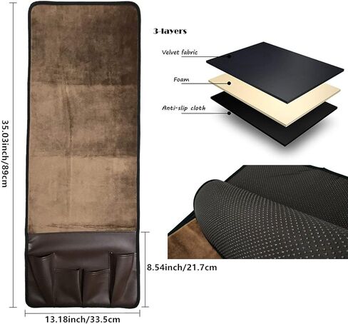 Wanty Velvet Sofa Couch Chair Armrest Soft Caddy Organizer Holder for Remote Control, Cell Phone, Book, Pencil (Brown) in Kuwait