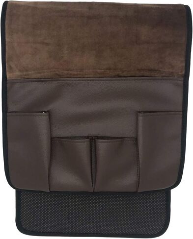 Wanty Velvet Sofa Couch Chair Armrest Soft Caddy Organizer Holder for Remote Control, Cell Phone, Book, Pencil (Brown) in Saudi Arabia