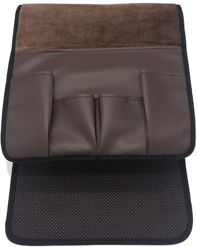 Wanty Velvet Sofa Couch Chair Armrest Soft Caddy Organizer Holder for Remote Control, Cell Phone, Book, Pencil (Brown) in Saudi Arabia