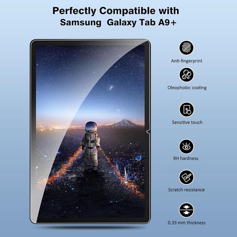 TiMOVO 2 Pack Screen Protector for Samsung Galaxy Tab A9 Plus 2023, Tempered Glass Screen for Samsung Galaxy Tab A9+ 11 Inch, No-Bubbles, Anti-Scratch, Easy to install in Saudi Arabia