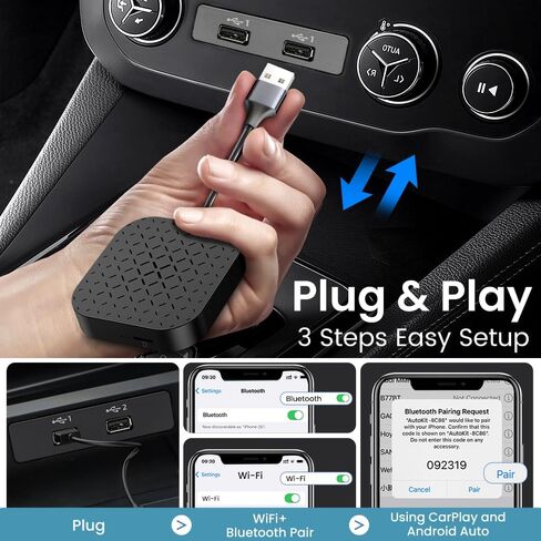 CarlinKit صندوق الوسائط المتعددة محول CarPlay اللاسلكي CarPlay السلكي إلى CarPlay اللاسلكي Android Auto. فيديو سيارة Netflix/YouTube، يأتي مع نظام Android 11.0 مفتوح، QCM2290/4core/2GB+16GB in Saudi Arabia