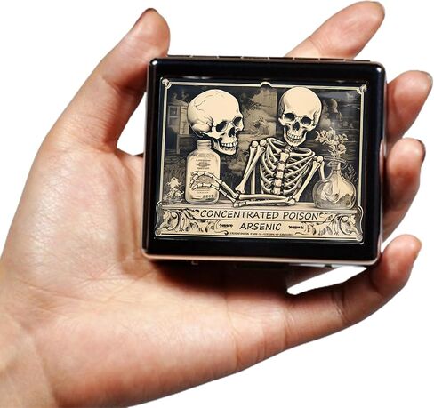 Silver Vintage Pill Box 7 Day Metal Pill Box with Mirror and 8 Compartments Cute Travel Pill Organizer for Purse (Concentrated Poison) in Saudi Arabia