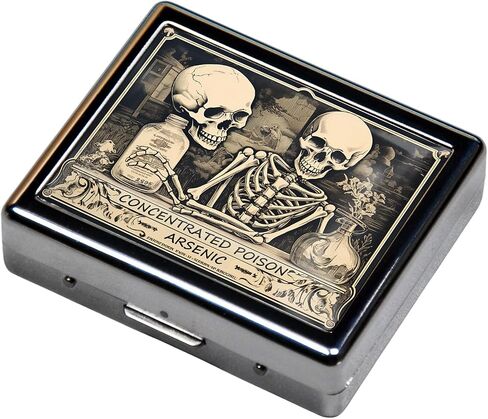 Silver Vintage Pill Box 7 Day Metal Pill Box with Mirror and 8 Compartments Cute Travel Pill Organizer for Purse (Concentrated Poison) in Saudi Arabia