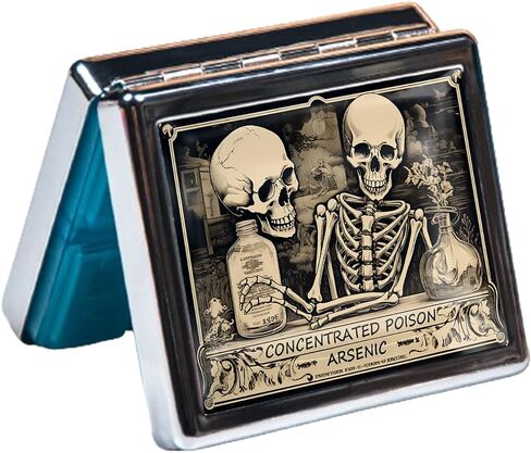 Silver Vintage Pill Box 7 Day Metal Pill Box with Mirror and 8 Compartments Cute Travel Pill Organizer for Purse (Concentrated Poison) in Saudi Arabia