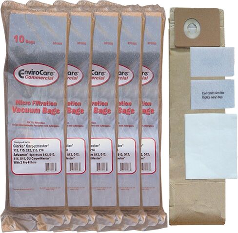 أكياس مكنسة كهربائية بديلة من EnviroCare لـ Advance Spectrum، Clarke CarpetMaster، Nilfisk Uprights 10 عبوات مع مرشحين in Kuwait