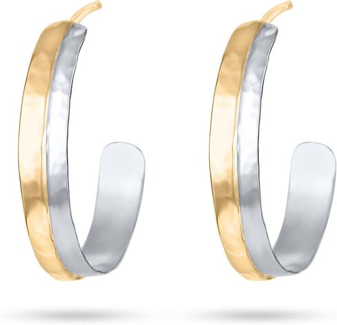Open Hoop Earrings14k Gold Filled post Hammered Wide 5mm Handmade Wrap Hoops for Women in Saudi Arabia