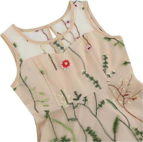Kids Girls Sleeveless Mesh Floral Embroidery Dress Vintage A-line Cocktail Prom Party Princess Dresses in Saudi Arabia
