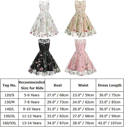 Kids Girls Sleeveless Mesh Floral Embroidery Dress Vintage A-line Cocktail Prom Party Princess Dresses in Saudi Arabia