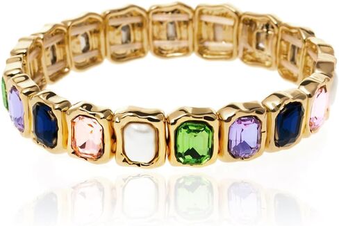 سوار مطاطي من اللؤلؤ الباروكي مع حجر الراين الأوجه كابوشون، سوار فاخر منصهر مصبوب مع أحجار كريمة ملونة للنساء، سوار معدني من الملمس للحفلات in Kuwait