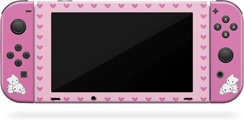 Tacky design Kawaii Skin Compatible with Nintendo Switch, Pastel Pink Cats Skin Compatible with Nintendo Vinyl 3m Sticker Full wrap Cover in Saudi Arabia