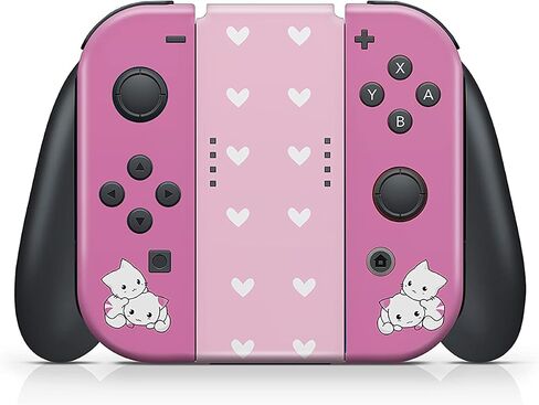 Tacky design Kawaii Skin Compatible with Nintendo Switch, Pastel Pink Cats Skin Compatible with Nintendo Vinyl 3m Sticker Full wrap Cover in Saudi Arabia