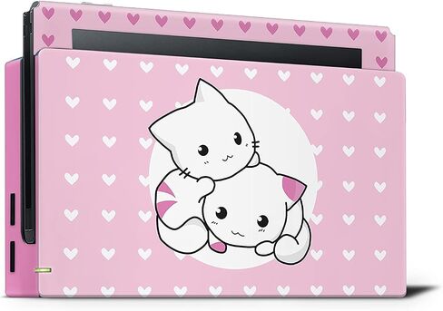 Tacky design Kawaii Skin Compatible with Nintendo Switch, Pastel Pink Cats Skin Compatible with Nintendo Vinyl 3m Sticker Full wrap Cover in Saudi Arabia