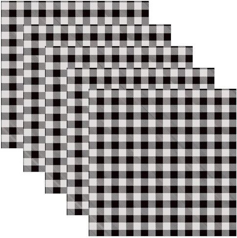 Buffalo Plaid Vinyl - 12"x12" Self Adhesive Backed Vinyl Buffalo Plaid Permanent Assorted Vinyl 5 Sheets (White/Black) in Saudi Arabia