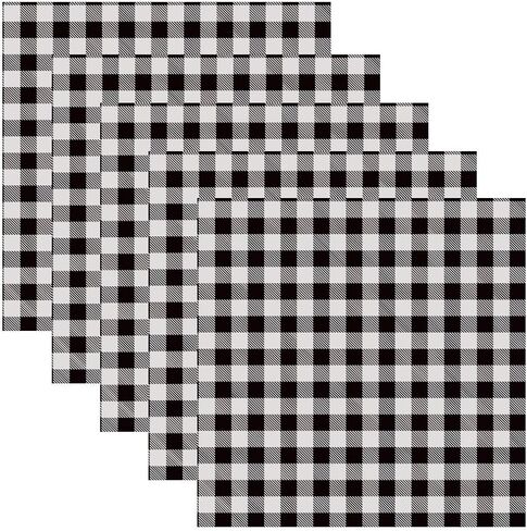 Buffalo Plaid Vinyl - 12"x12" Self Adhesive Backed Vinyl Buffalo Plaid Permanent Assorted Vinyl 5 Sheets (White/Black) in Saudi Arabia