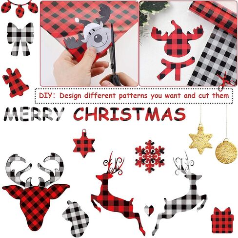 Buffalo Plaid Vinyl - 12"x12" Self Adhesive Backed Vinyl Buffalo Plaid Permanent Assorted Vinyl 5 Sheets (White/Black) in Saudi Arabia