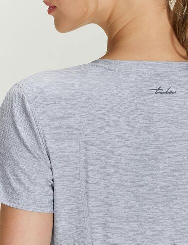 قمصان رياضية نسائية بأكمام قصيرة من TSLA، قميص للجري قابل للتمدد، عامل حماية من الأشعة فوق البنفسجية 50+، رقبة دائرية in Kuwait