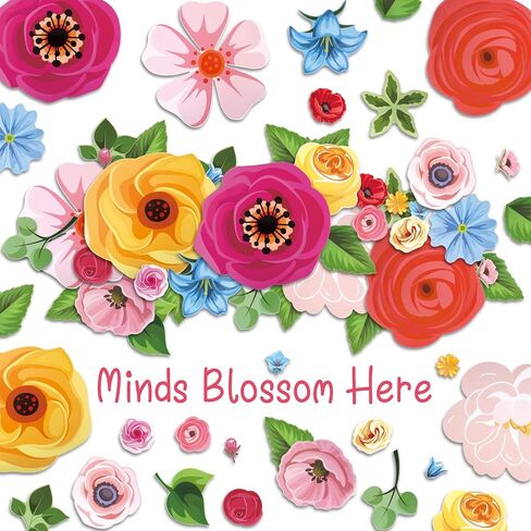SATINIOR 91 Pcs Wildflowers Bulletin Board Minds Blossom Here Classroom Decoration Cutouts Set with Flowers Leaves Sprig Minds Blossom Here Cutouts for School Classroom Bulletin Board Wall Decoration in Saudi Arabia
