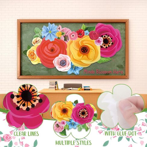 SATINIOR 91 Pcs Wildflowers Bulletin Board Minds Blossom Here Classroom Decoration Cutouts Set with Flowers Leaves Sprig Minds Blossom Here Cutouts for School Classroom Bulletin Board Wall Decoration in Saudi Arabia