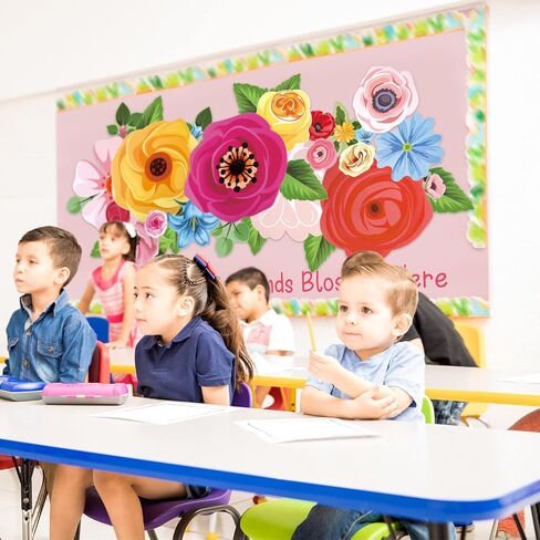 SATINIOR 91 Pcs Wildflowers Bulletin Board Minds Blossom Here Classroom Decoration Cutouts Set with Flowers Leaves Sprig Minds Blossom Here Cutouts for School Classroom Bulletin Board Wall Decoration in Saudi Arabia