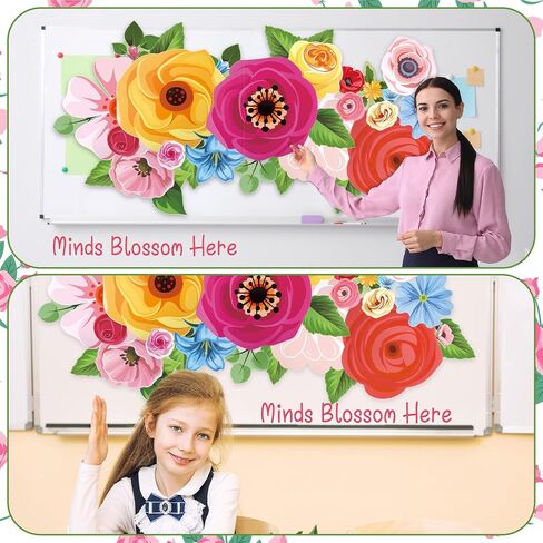 SATINIOR 91 Pcs Wildflowers Bulletin Board Minds Blossom Here Classroom Decoration Cutouts Set with Flowers Leaves Sprig Minds Blossom Here Cutouts for School Classroom Bulletin Board Wall Decoration in Saudi Arabia