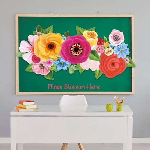 SATINIOR 91 Pcs Wildflowers Bulletin Board Minds Blossom Here Classroom Decoration Cutouts Set with Flowers Leaves Sprig Minds Blossom Here Cutouts for School Classroom Bulletin Board Wall Decoration in Saudi Arabia
