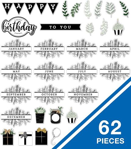 Carson Dellosa 62-Piece Farmhouse Classroom Birthday Calendar Bulletin Board Set, Classroom Birthday Chart With Happy Birthday Banner, Bulletin Board Cutouts, Farmhouse Classroom Decor in Saudi Arabia