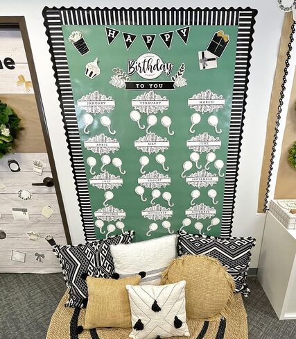 Carson Dellosa 62-Piece Farmhouse Classroom Birthday Calendar Bulletin Board Set, Classroom Birthday Chart With Happy Birthday Banner, Bulletin Board Cutouts, Farmhouse Classroom Decor in Saudi Arabia