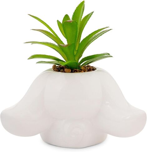 Toynk Sanrio Kuromi Smiling Head 3-Inch Sculpted Ceramic Mini Planter with Artificial Succulent | Cute Flower Pot, Faux Indoor Plants in Saudi Arabia