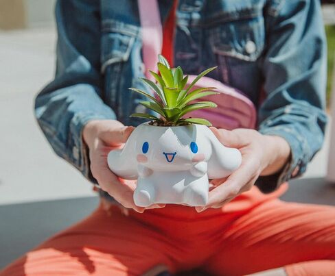 Toynk Sanrio Kuromi Smiling Head 3-Inch Sculpted Ceramic Mini Planter with Artificial Succulent | Cute Flower Pot, Faux Indoor Plants in Saudi Arabia