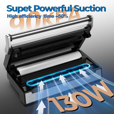 Vacuum Sealer Machine，90Kpa Powerful Pro Food Vacuum Sealer Machine with Dry/Moist/Liquid Modes，Built-in Cutter, Bag Storage, Handle Locked Design and Digital Countdown in Saudi Arabia