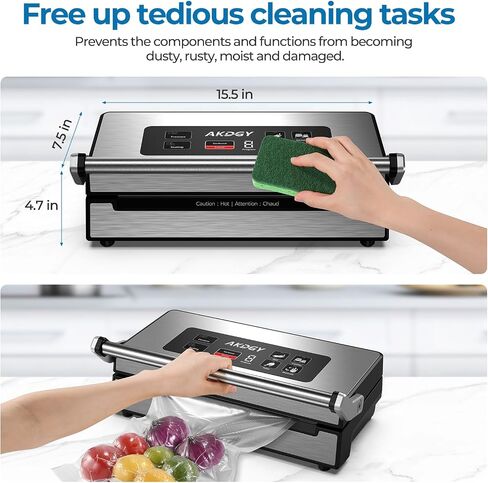 Vacuum Sealer Machine，90Kpa Powerful Pro Food Vacuum Sealer Machine with Dry/Moist/Liquid Modes，Built-in Cutter, Bag Storage, Handle Locked Design and Digital Countdown in Saudi Arabia