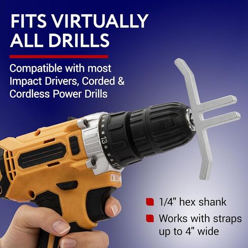 IMPRESA Ratchet Strap Winder for Drill - Steel Drill Strap Rollers for Flatbeds, Trucker Straps & Trailer Winch Straps - Fits Impact Drivers & Most Drill Accessories - for Up to 4 Inch Ratchet Straps in Kuwait