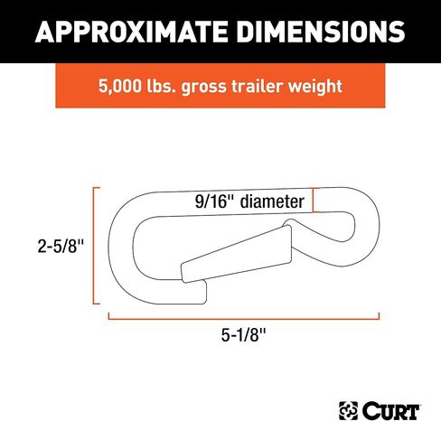 CURT 81288 Snap Hook Trailer Safety Chain Hook Carabiner Clip, 9/16-Inch Diameter, 5,000 lbs in Saudi Arabia