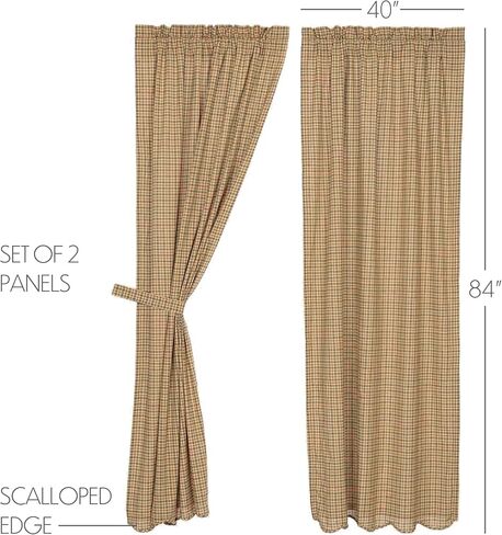 VHC Brands Millsboro Window Curtain, Valance Scalloped, Tan, 16x72 in Saudi Arabia