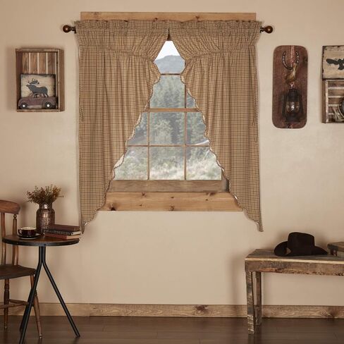 VHC Brands Millsboro Window Curtain, Valance Scalloped, Tan, 16x72 in Saudi Arabia