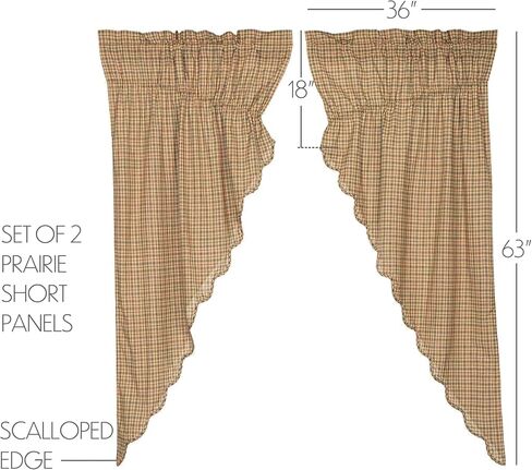 VHC Brands Millsboro Window Curtain, Valance Scalloped, Tan, 16x72 in Saudi Arabia
