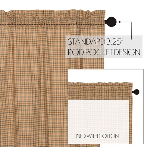 VHC Brands Millsboro Window Curtain, Valance Scalloped, Tan, 16x72 in Saudi Arabia