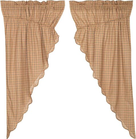 VHC Brands Millsboro Window Curtain, Valance Scalloped, Tan, 16x72 in Saudi Arabia
