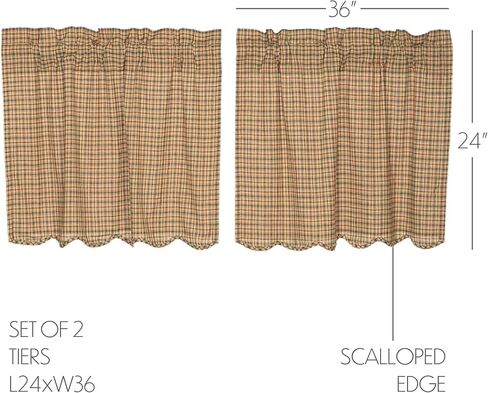 VHC Brands Millsboro Window Curtain, Valance Scalloped, Tan, 16x72 in Saudi Arabia
