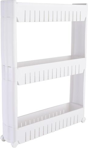 Simplify 3 Tier Slim Slide Out Storage Cart | Multi-Purpose Organization | Rolling | Wheels | Small Space | Laundry Room | Kitchen | Bathroom | Office | Matte Black in Saudi Arabia