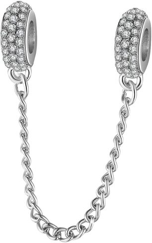 9 Pack Plated Silver Spacer Beads Pink European Charms fit Pandora Bracelet CZ Enamel Safety Chain Set in Saudi Arabia