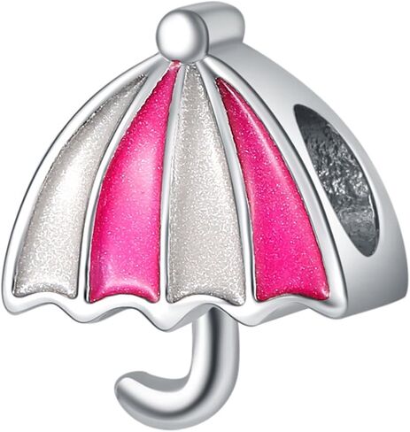 9 Pack Plated Silver Spacer Beads Pink European Charms fit Pandora Bracelet CZ Enamel Safety Chain Set in Saudi Arabia