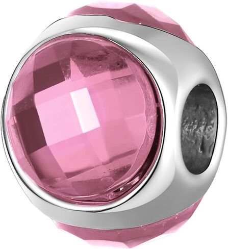 9 Pack Plated Silver Spacer Beads Pink European Charms fit Pandora Bracelet CZ Enamel Safety Chain Set in Saudi Arabia