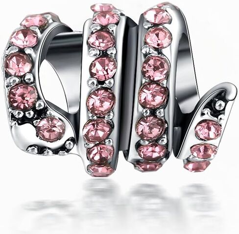 9 Pack Plated Silver Spacer Beads Pink European Charms fit Pandora Bracelet CZ Enamel Safety Chain Set in Saudi Arabia