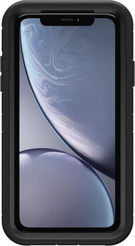 حافظة OtterBox iPhone XR Defender Series - سوداء، متينة ومتينة، مع حماية للمنافذ، وتتضمن مسند بمشبك الحافظة in Saudi Arabia