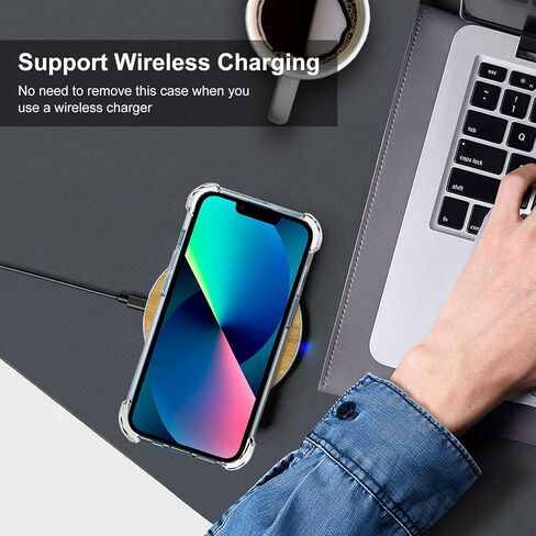 Aozuoton for iPhone 13 Case, iPhone 14 Case with Screen Protector, Shockproof Crystal Clear Slim Soft Silicone TPU Protective Phone Cover for iPhone 13/14,Clear in Saudi Arabia