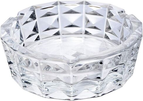 YXQ Glass Ashtray Crystal, 6 inch Round Clear Heavy Smoke Cigar Cigarettes Holder Tabletop Tray Outdoor Home Decoration in Saudi Arabia