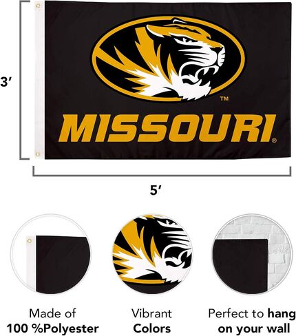 Desert Cactus University of Missouri Flag Tigers MU Mizzou Flag Banners 100% Polyester Indoor Outdoor 3x5 feet Flags (Style 3) in Saudi Arabia
