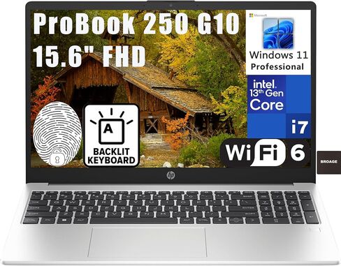 كمبيوتر محمول HP ProBook 250 G10 مقاس 15.6 بوصة FHD للأعمال، الجيل الثالث عشر Intel 10-Core i7-1355U، ذاكرة الوصول العشوائي DDR4 سعة 32 جيجابايت، 1 تيرابايت PCIe SSD، WiFi 6، BT 5.3، لوحة مفاتيح بإضاءة خلفية، قارئ بصمات الأصابع، Windows 11 Pro in Saudi Arabia