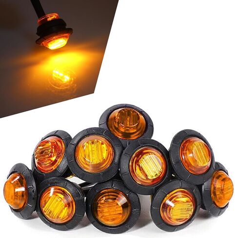 UGSHY 10 PCS Truck Side Light, Round LED Clearence Light, 12V Trailer Side Marker Lights, Taillight Brake Stop Lamp, for Truck Car Bus Trailer Van Caravan Boat (Red & Yellow) in Saudi Arabia